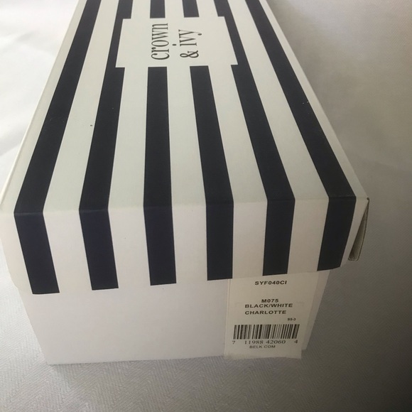 NIB Crown & Ivy Women's Charlotte Slides in Black and White Gingham - Picture 8 of 8